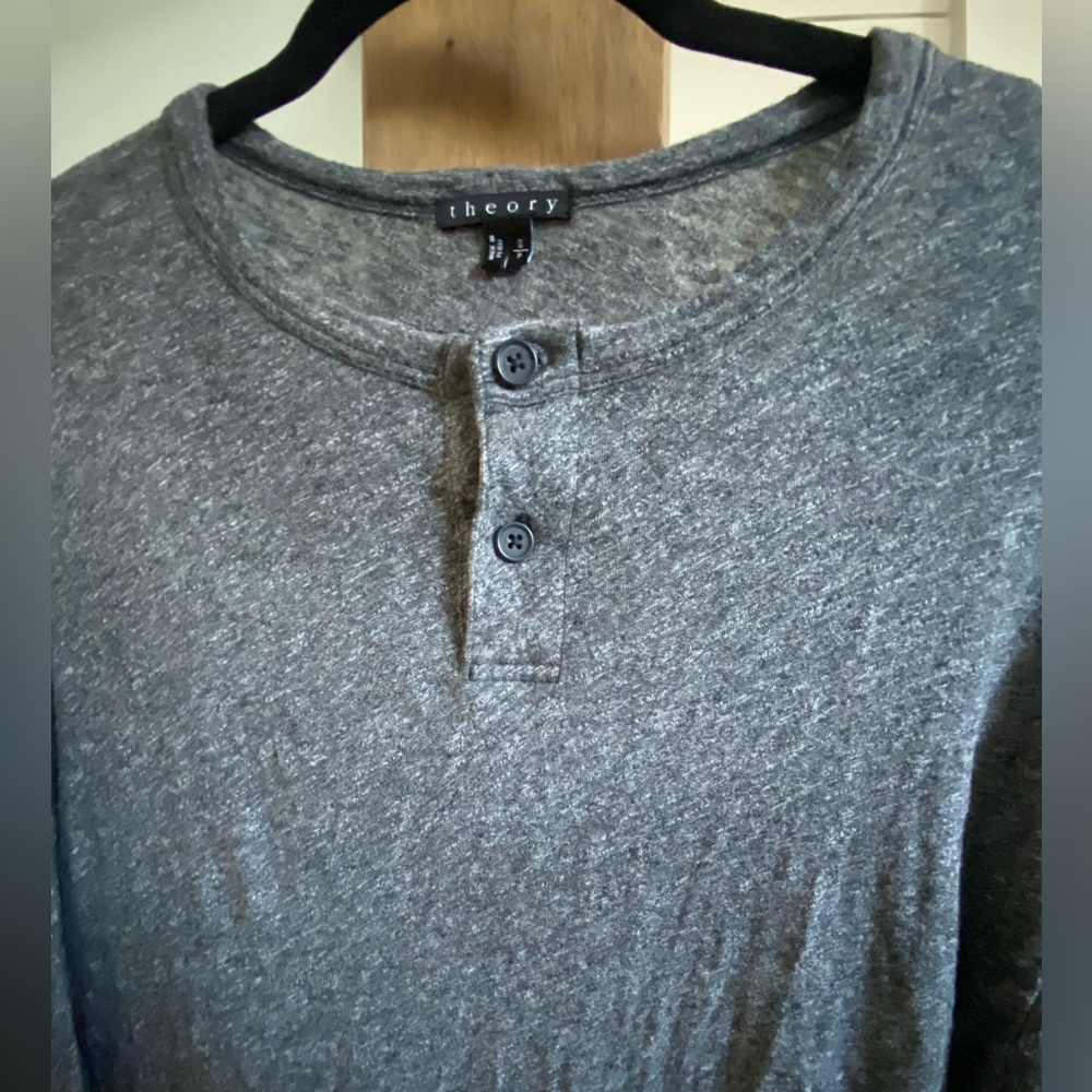 Theory Gaskell Charcoal Long Sleeve Henley Shirt